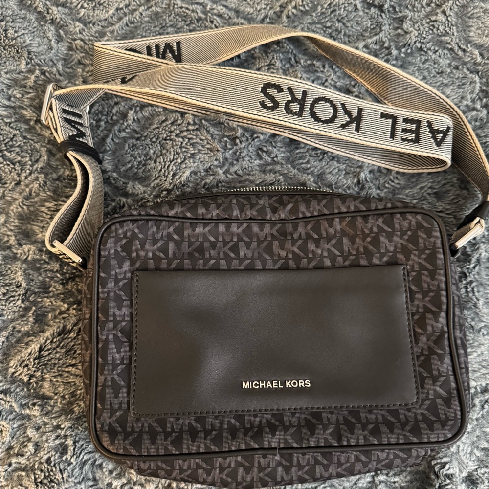Michael Kors Brown & Black MK Monogram Crossbody Messenger